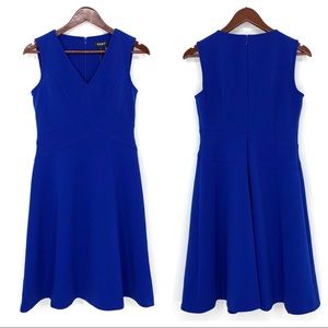 DKNY Solid Cobalt Blue Contour Sleeveless V-Neck Dress Modest New Nwt Size 4